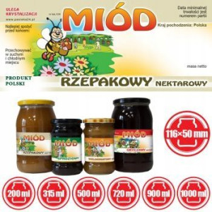  ETYKIETA na miód RZEPAKOWY 100szt etykiety E30