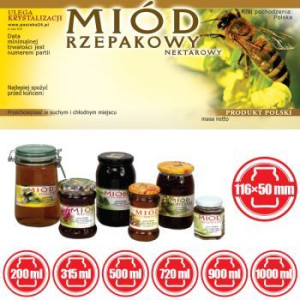  ETYKIETA na miód RZEPAKOWY 100szt etykiety E15
