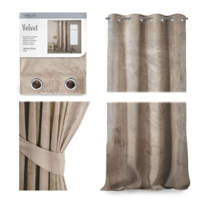 AmeliaHome ZASŁONA VELVET Welur PRZELOTKI/KÓŁKA Beżowa 140x270