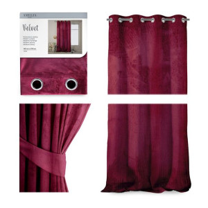 AmeliaHome ZASŁONA VELVET Welur PRZELOTKI/KÓŁKA Czer.Wino 140x270