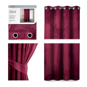 AmeliaHome ZASŁONA VELVET Welur PRZELOTKI/KÓŁKA Czer.Wino 140x245
