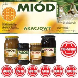ETYKIETA na miód AKACJOWY 100 szt etykiety E1224