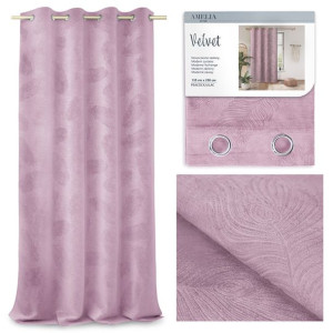 AmeliaHome ZASŁONA Velvetowa Tłoczona Brudny Róż 135x250 cm