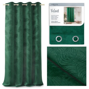 AmeliaHome ZASŁONA Velvetowa Tłoczona Zielona 135x250 cm