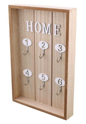 Szafka Klucze Drewno Haczyki 6 Szt Decor Organizer