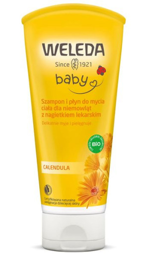 Szampon i płyn do mycia ciała dla niemowląt z nagietkiem lekarskim Calendul