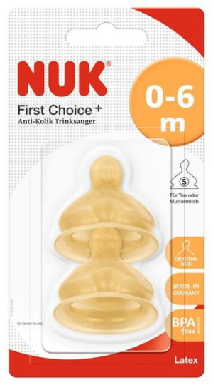 Smoczek do butelki NUK First Choice+ lateks 0-6 S 2 szt.