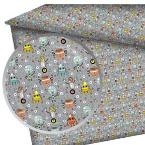 Prześcieradło bawełniane szare w roboty 160x200 cm