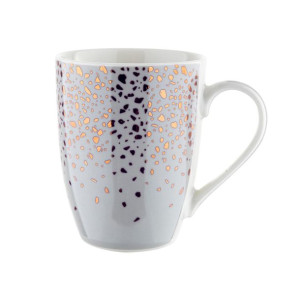 Kubek porcelanowy pozłacany Florina Spots Grey 340 ml szary