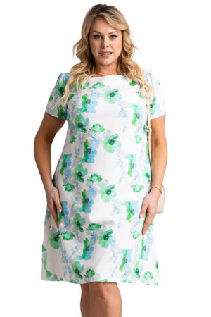 Sukienka KLEMENTYNA popiel w kwiaty 54 PLUS SIZE