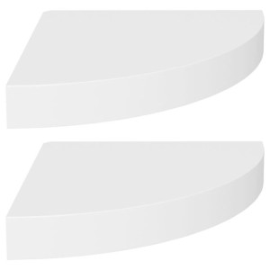 Narożne półki ścienne, 2 szt., białe, 25x25x3,8 cm, MDF