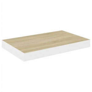 Półka ścienna, kolor dębu i biel, 50x23x3,8 cm, MDF