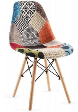 Krzesło Skandynawskie DSW Krata złota Patchwork Salon