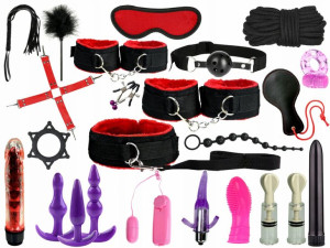 Największy Zestaw Bdsm Kajdanki Pejcz Uprząż 29szt