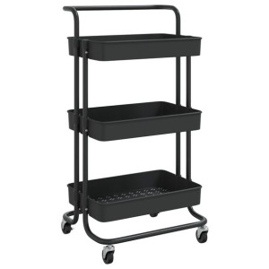 3-poziomowy wózek kuchenny, czarny, 42x25x83,5 cm, żelazo i ABS