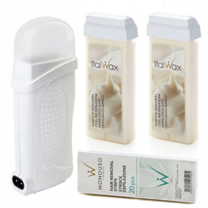 Depilacja 2x wosk aromatyczny ItalWax WHITE CHOCOLATE podgrzewacz paski