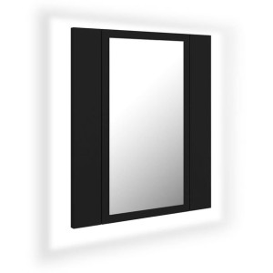 Szafka łazienkowa z lustrem i LED, czarna, 40x12x45 cm
