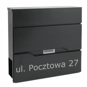 Skrzynka Na Listy Nowoczesna Numer Napis Czarna