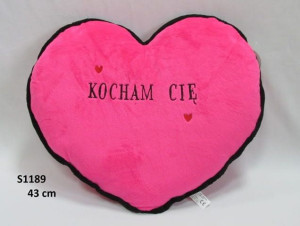 Poduszka serce 'Kocham cię' S1189 róż 43 cm