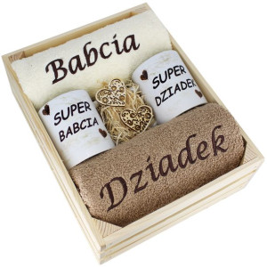 Idealny Prezent - Zestaw Ręczniki + Kubki Babcia I Dziadek