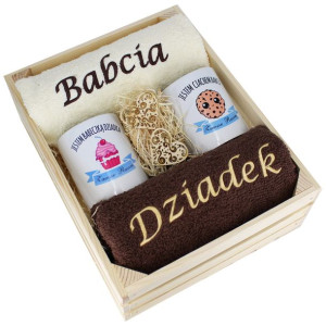 Idealny Prezent - Zestaw Ręczniki + Kubki Babcia I Dziadek