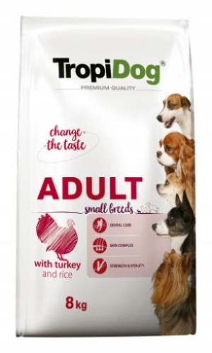 TropiDog Premium Adult Small Turkey Rice 8kg Indyk