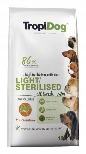 Tropidog Light Sterilised Chicken Ricerice 12 Kg
