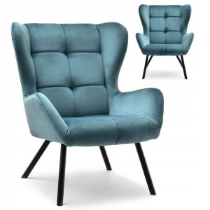Fotel Ergonomiczny Dla Wysokich Noel Ocean Welur - Nogi Czarny Metal