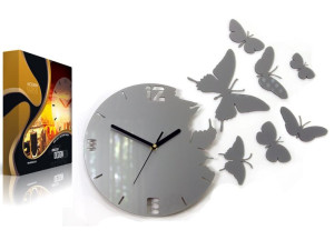 Zegar Ścienny Motyle Metalic Aluminium 7 Motyli Diy