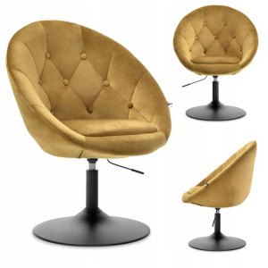 Designerski Fotel Obrotowy Jajo Lounge 3 Złoty Na Podstawie Czarny