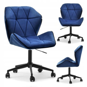 Designerski Fotel Z Pikowanego Weluru Velo Move Granatowy Czarny