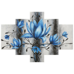 OBRAZ MALOWANY ZE ZDJECIA  Bukiet  turkusowych magnolii 100x70