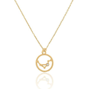 Naszyjnik srebrny pozłacany ze znakiem zodiaku