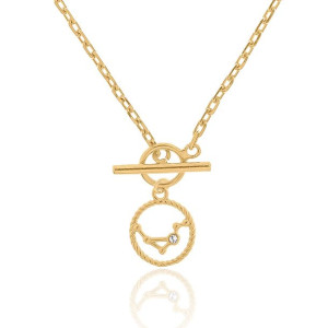 Naszyjnik srebrny pozłacany z ozdobnym zapięciem i znakiem zodiaku