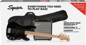 Squier Affinity Pack  PJ Bass MN BLK + Rumble 15