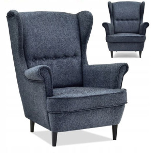 Stylowy Uszak Do Salonu Malmo Szary Granat Denim Na Czarnych Nóżkach