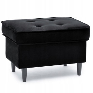 Elegancki Puf W Industrialnym Stylu Malmo Czarny Welur Nogi Czarne