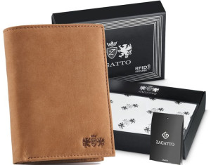 ZAGATTO Skórzany portfel męski premium RFID