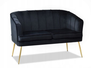 Elegancka Sofa Glamour Z Weluru Estel Czarny Na Złotych Nogach