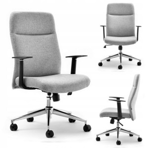 Designerski Fotel Biurowy Z Tkaniny Lerato Szary