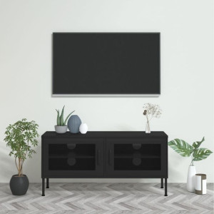 Lumarko Szafka pod telewizor, czarna, 105x35x50 cm, stalowa