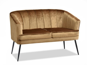 Komfortowa Sofa W Stylu Glam Estel Złoty Na Czarnych Nogach