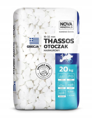 Otoczak kamień śnieżno biały THASSOS 16-32mm 20kg