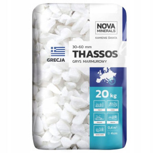 Grys kamień dekoracyjny biały THASSOS 30-60mm 20kg