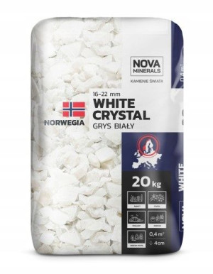 Grys kamień biały WHITE CRYSTAL 4-8mm 20kg