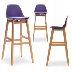 Designerski Hoker Barowy Na Nodze Buk Elmo Fiolet