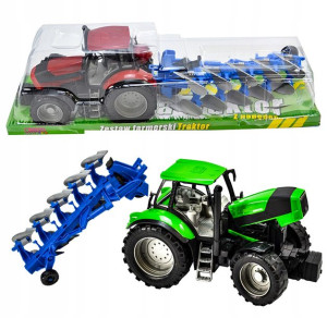 Super Zestaw Traktor+ Duży Pług Do Orania Ruchome_