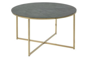 Stolik Kawowy Alisma Ø80 Cm Zielony Marmur