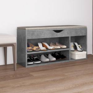 Lumarko Ławka na buty z poduszką, szarość betonu, 104x30x49 cm, płyta