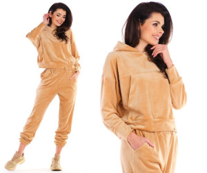 Bluza welurowa kangurka oversize kaptur S/M